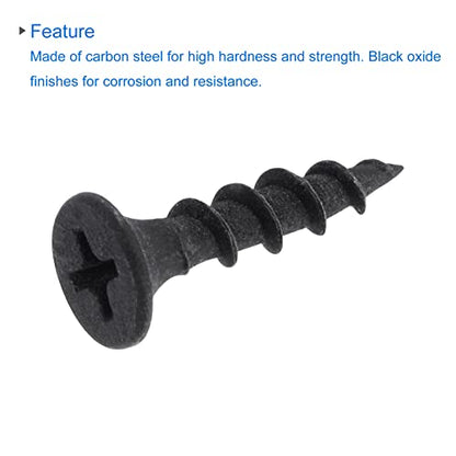 uxcell #8 x 25/32-Inch Wood Screws Phillips Flat Head Carbon Steel Self Tapping Screws Black 50pcs - size: #8 x 25/32-Inch