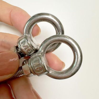 304 Stainless Steel Eye Bolt, 5 PCS M6 Heavy Duty Lifting Ring 1.2" Threaded Eyebolt Shoulder Eye Bolts with Nuts and Flat Washers(Thread Length 30mm) - size: m60x30(5pcs)