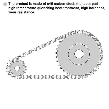 uxcell #25 Chain Roller Sprocket, 8mm Bore 1/4" Pitch 12 Tooth Single Strand Chain Sprocket, C45 Carbon Steel 25 Roller Chain Sprocket with Set Screws for ISO 04C Chain, 2Pcs - size: 27.5mmx8mm