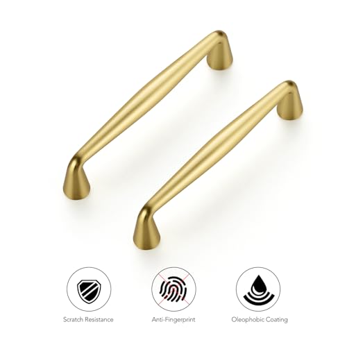 Ravinte Brushed Gold Cabinet Handles Solid Handles,3-3/4 Inch,5 Pack - color: Brushed Gold, size: 3-3/4 Inches Hole Center