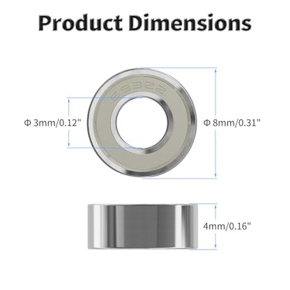 20 Pcs 693ZZ Ball Bearings, Carbon Steel, 3x8x4mm - size: 693ZZ 20Pcs