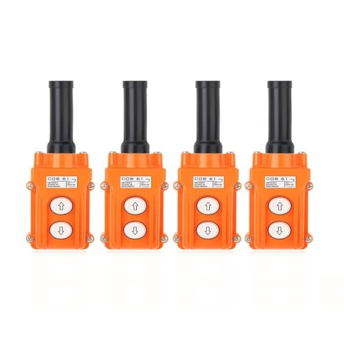 COB-61 Crane Control Pendant Station (6PCS) — Dual-Button Hoist Push Switch (Up/Down), Orange, 5A/2A, 250VAC+500VAC, 12x6.5x5cm