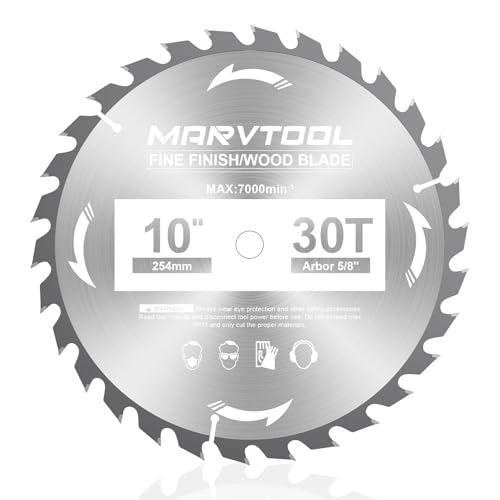 10-Inch 30-Tooth Woodworking Saw Blade, Max 7000 RPM, Fine Finish Wood Crosscutting, Tungsten Carbide Tooth with 5/8 Inch Arbor for Miter Saws & Table Saws (Red) - color: 10" 30T Red