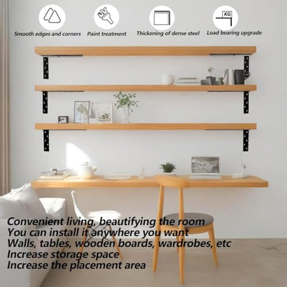 Heavy Duty Shelf Brackets - 1000 LBS Load Capacity, Industrial Steel Mounting Brackets for Shelves, Vanities, Countertops, Desks (4, Black, 12 inch) - size: 12 Inch