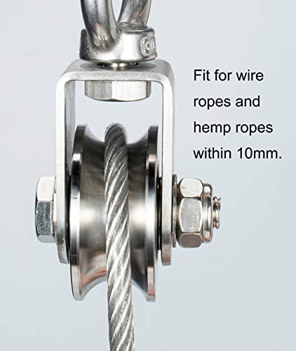 Heavy Duty Cable Single Pulley Block Wheel for Wire Rope with Ball Bearings, DIY Pulley System for Gym Equipment Workout, Winch, Lifting - size: 48mm