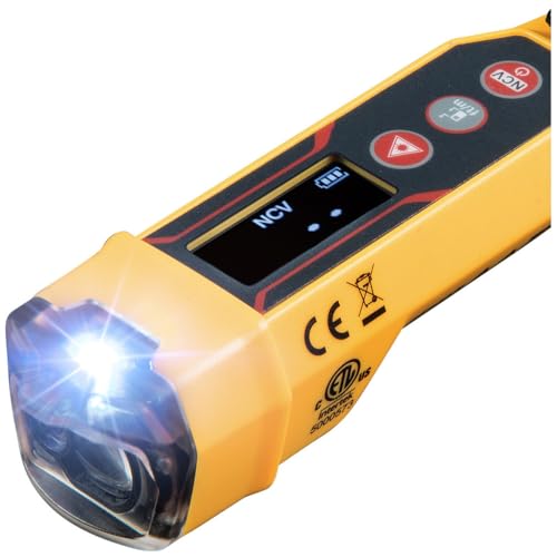 Klein Tools NCVT-6 Non-Contact Volt Tester, 12 - 1000V AC Pen with Integrated Laser Distance Measure, LED and Audible Alarms, Pocket Clip - style: with Laser Distance Meter