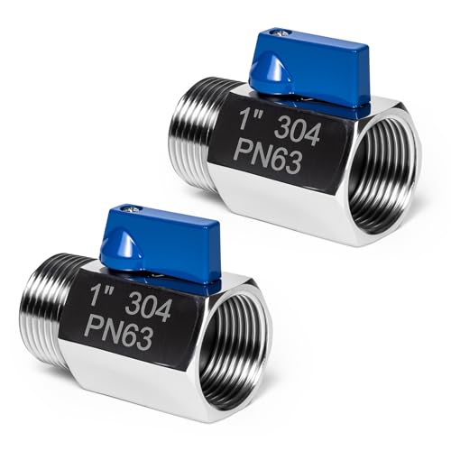 2 Pack 1" Mini Ball Valve, 304 Stainless Steel Shut-Off Valve NPT Female x Male Thread Small Valves for Compact Space (2, 1 Inch) - color: 1 Inch