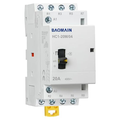 BAOMAIN 110V 4-Pole 20A Manual/Auto AC Contactor, 4NC, DIN Rail Mount