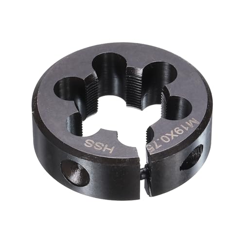 HARFINGTON Round Threading Die M19 x 0.75 Metric Thread 38mm OD Adjustable Right Hand High-Speed Steel (HSS) Round Die Screw Thread Cutting Die for Thread Repair - size: M19 x 0.75