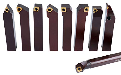 Accusize Industrial Tools 1" 9 Pieces/Set, Indexable Carbide Turning Tools and Boring Bar, 2988-0001 - style: For Cutting Steel