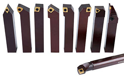 Accusize Industrial Tools 1" 9 Pieces/Set, Indexable Carbide Turning Tools and Boring Bar, 2988-0001 - style: For Cutting Steel