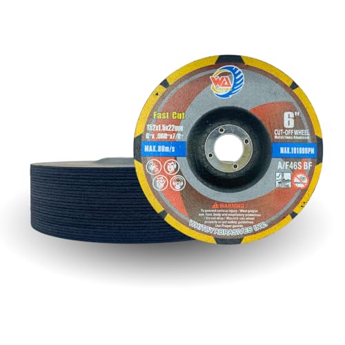 WA 25PACK - 6”x1/16 x7/8" Depressed Center Thin Cutting Wheels for Metal & Stainless Steel Cut-Off Discs Used On Angle Grinder Diameter 6 Inch