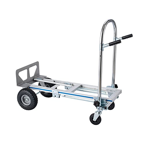 LEADALLWAY 3-in-1 Aluminum Convertible Hand Truck, Heavy Duty Folding Dolly Cart Pneumatic & Solid Wheels for Moving, Warehouse, Delivery, Home Use,770lbs Capacity