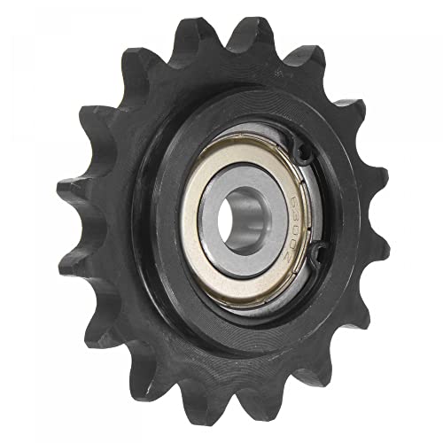 uxcell #40 Chain Idler Sprocket, 10mm Bore 1/2" Pitch 16 Tooth Tensioner, Black Oxide Finished C45 Carbon Steel with Insert Single Bearing for ISO 08A Chains - size: 70mm