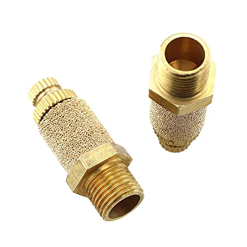 E-outstanding 5Pcs Solenoid valve copper muffler Pneumatic Muffler Silencer Adjustable 1/4 inch Threaded Air Filter Flow Speed Controller Muffler Fitting