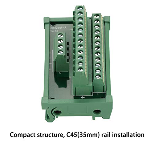 2 in 12 Out 25A DIN Rail Terminal Blocks Distribution Breakout - style: 2 IN 12 OUT