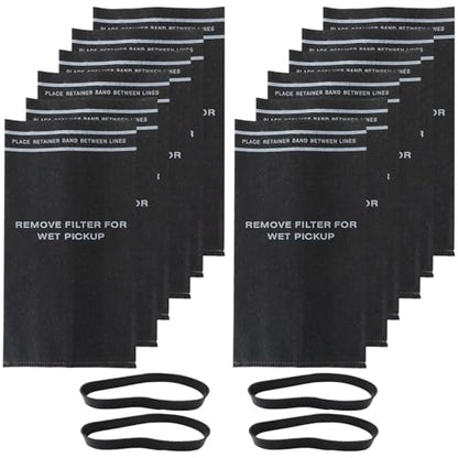 Specialized 12 Pcs CMXZVBE38737 38737 9-38737 Dust Filter Bags Replacement for Craftsman 2 to 2.5 Gallon Wet/Dry Vacuums CMXEVBE17250, 9-17611, 9-12001, 113.177135, 9-17713, with 4 Retaining Bands