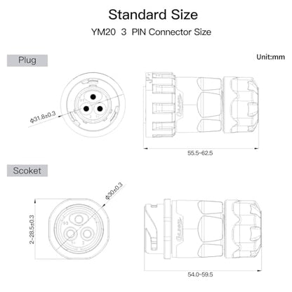 CNLINKO YM-20 3 PIN Screw Lock IP68 Waterproof Circular Connector PBT Plastic Shell Quick Plug Aviation Connector M20 Male and Female Plug(3-Pin) - size: 3-Pin, style: Screw-Assembly