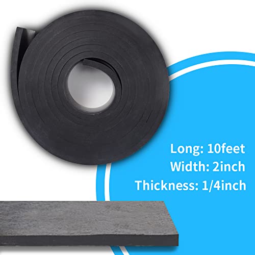 DEVNOL Neoprene Rubber Strip 1/4 (.250)" Thick X 2" Wide X 10'Long Grade 65A for Gasket, Surface Protection, Sealing - size: 1/4" x 2" x 10'