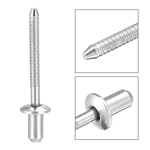 uxcell Blind Rivets, 304 Stainless Steel Pull Rivets Core Decoration Rivets 4.8mm Diameter 9mm Grip Length Close End Silver Tone, 50pcs - size: 4.8mm x 9mm