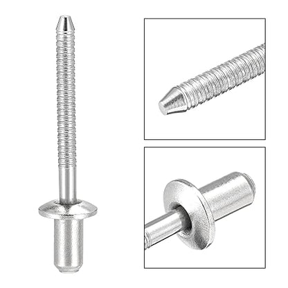 uxcell Blind Rivets, 304 Stainless Steel Pull Rivets Core Decoration Rivets 4.8mm Diameter 9mm Grip Length Close End Silver Tone, 50pcs - size: 4.8mm x 9mm