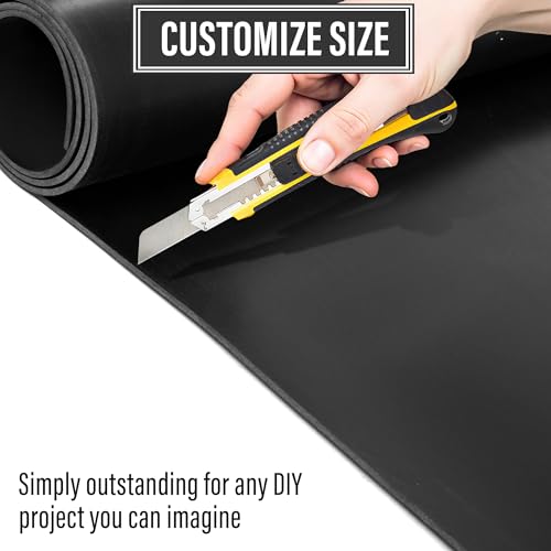 MYOYAY 118"x40"x1/8" Solid Rubber Sheet Heavy Duty Neoprene Rubber Sheets Roll for for DIY Gasket Material, Sealing, Liner, Shield, Padding,Cushioning of Anti-Vibration, Black
