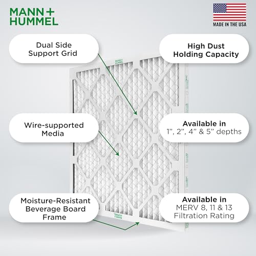 MANN+HUMMEL 14x14x1 MERV 8 Pleated 1" AC Furnace Air Filter. 4 Pack - style: 14 x 14 x 1