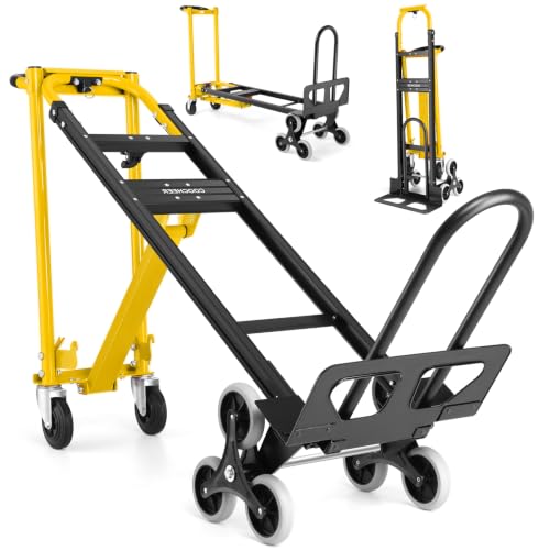 4-in-1 Stair Climbing Cart/Hand TruckDolly,Convertible Platform Cart Yellow - color: Yellow