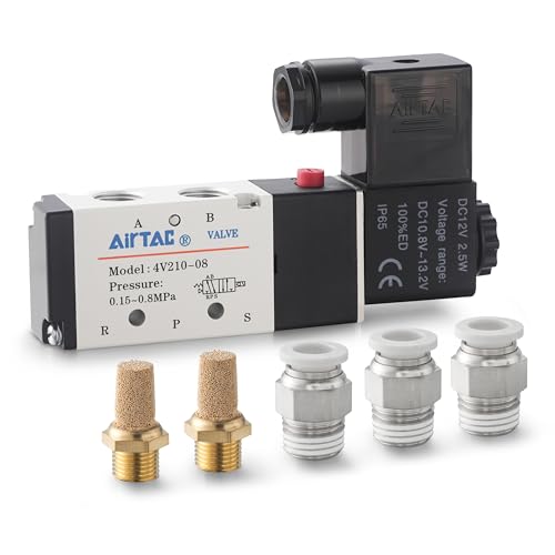Solenoid Valve DC24V AirTAC 4V210-08 1/4"PT Pneumatic Air 2 Position 5 Way Electric Single Coil Pilot-Operated - size: 1/4"PT, style: 4V210-08 DC24V