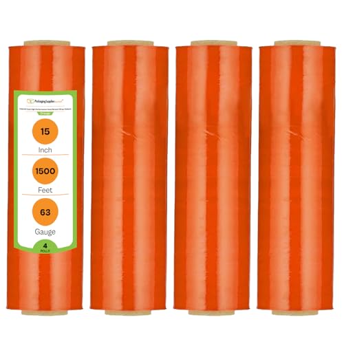 PSBM Stretch Wrap, Dark Orange, 15 Inch x 1500 Feet - color: Orange, size: 15 Inch