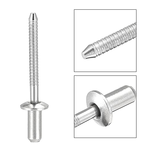 uxcell Blind Rivets, 304 Stainless Steel Pull Rivets Core Decoration Rivets 4.8mm Diameter 10mm Grip Length Close End Silver Tone, 50pcs - size: 4.8mm x 10mm