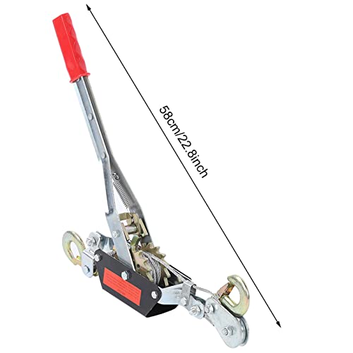 Hand Winch, 2T Wire Rope Power Puller Tighten Tool Mini Tightener with Double Hook Lifting Tool for Construction, Highway, Bridge