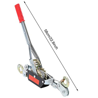Hand Winch, 2T Wire Rope Power Puller Tighten Tool Mini Tightener with Double Hook Lifting Tool for Construction, Highway, Bridge