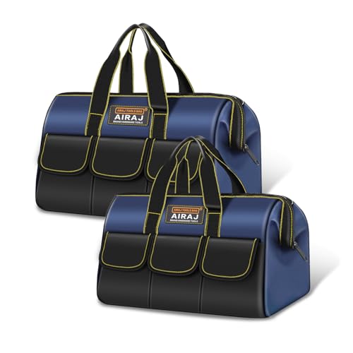 AIRAJ Tool Bag 2-Pack Set, 14" & 16" Wide Mouth Tool Bags for Men and Women - size: 14"+16"