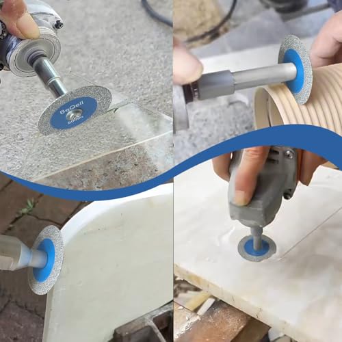 Diamond Mini Glass Saw Blade,BeQell 5pcs 2" Glass Cutting Disc Wheel Mini Carving Disc with Round Shank for Glass Jade Crystal Wine Bottle Ceramic Tile (50mm)