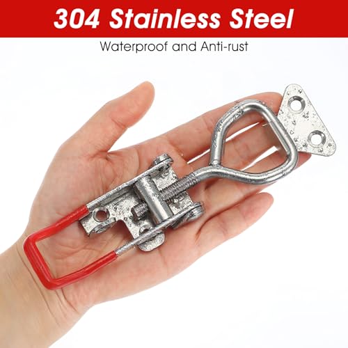 2 Pack 4003 Toggle Latch Clamp, 304 Stainless Steel Adjustable Toggle Latches With Lock Hole, High Loading Capacity Heavy Duty Toggle Clamp for Smoker Lid Jig, ToolBox Case