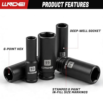 3/8" Drive Impact Socket Set (Metric & Sae) 45Pcs Transparent Case