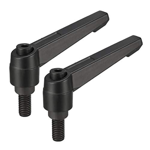 uxcell M8 x 15mm Handle Adjustable Clamping Lever Thread Push Button Ratchet Male Threaded Stud Knobs Locking Rotating Screw Handles Quick Release Bolt Black 2pcs - size: M8x15mm