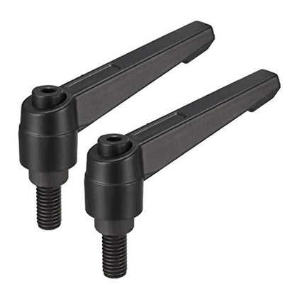 uxcell M8 x 15mm Handle Adjustable Clamping Lever Thread Push Button Ratchet Male Threaded Stud Knobs Locking Rotating Screw Handles Quick Release Bolt Black 2pcs - size: M8x15mm