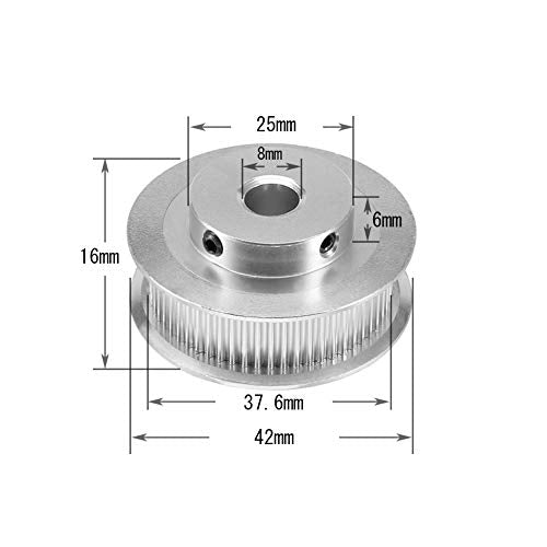 2PCS GT2 Timing Pulley Aluminum Alloy Timing Belt Pulley Synchronous Wheel 3D Printer Accessories for 6mm Width Timing Belt (60 Teeth Bore 8mm) - size: 60 Teeth Bore 8mm