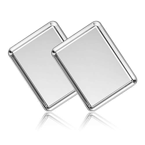 Stainless Steel Baking Sheet Pan Set of 2, Cookie Sheets 12 x 10 x 1 Inch - size: 12 inch