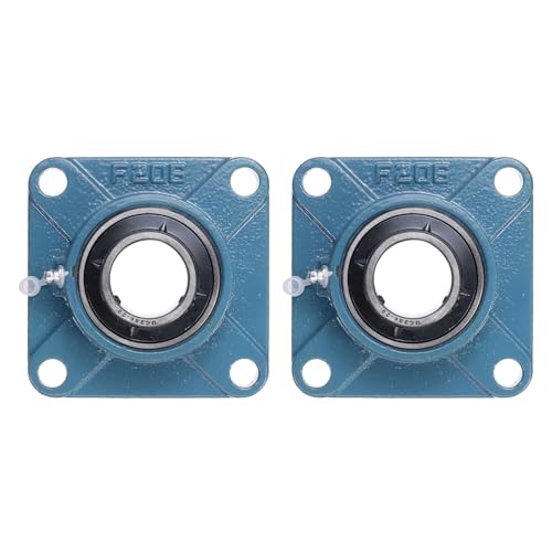 uxcell 2 Pcs UCF-206-20 Pillow Block Bearings 1-1/4 Inch Bore, Self Alignment Chrome Steel Bearing Units, 4-Bolt Square Flange Mounted, Solid Base - size: UCF-206-20