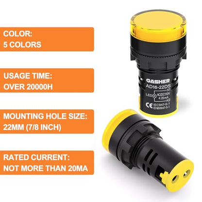 GASHER 10PCS 110V 20mA Energy Saving Indicator Light Yellow - color: Yellow