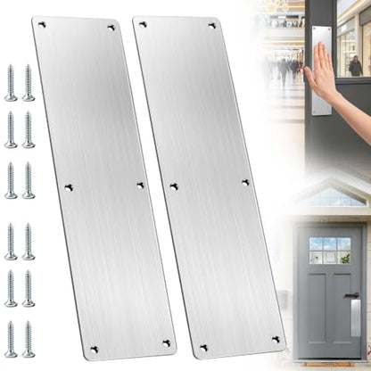 12" Door Push Plate Stainless Steel for Bottom,Exterior,Front Door - size: 12'' Push Plate