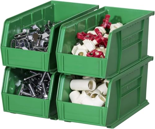 Akro-Mils 30230 AkroBins Plastic Hanging Stackable Storage Organizer Bin, 11-Inch x 5-Inch x 5-Inch, Green, 12-Pack - color: Green