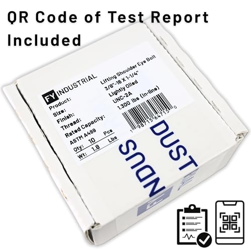 Box of 10 Pcs Lifting Shoulder Eye Bolts 3/8"-16 X 1-1/4" - color: Self Colored, size: 3/8"-16 X 1-1/4"