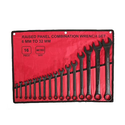 16 Piece Metric Combination Wrench Set 6mm to 32mm Metric Wrench Set with Roll Up Pouch