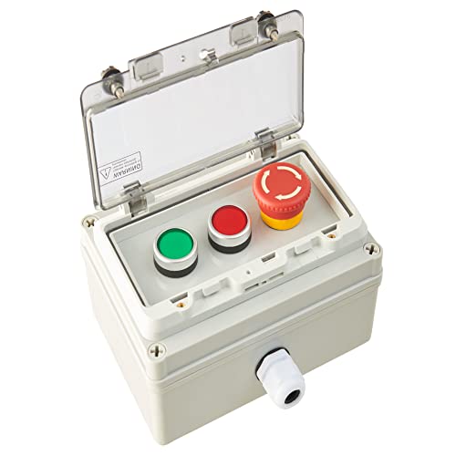 E-Stop Start Stop Push Button Station w/Lockable Cover, Green/Red IP67 - color: Red/green instantaneous emergency stop switch box