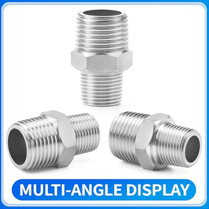 ChillWaves 304 Stainless Steel Pipe Fitting, Reducer Hex Nipple 3/4" NPT Male x 1/2" NPT Male Thread Adapter(6-PACK) - size: 3/4" NPT x 1/2" NPT