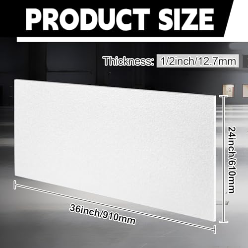 Sasylvia 1/2" X 24" X 36" White HDPE Sheet,Textured Front & Smooth Back - color: White, size: 1/2" x 24" x 36"